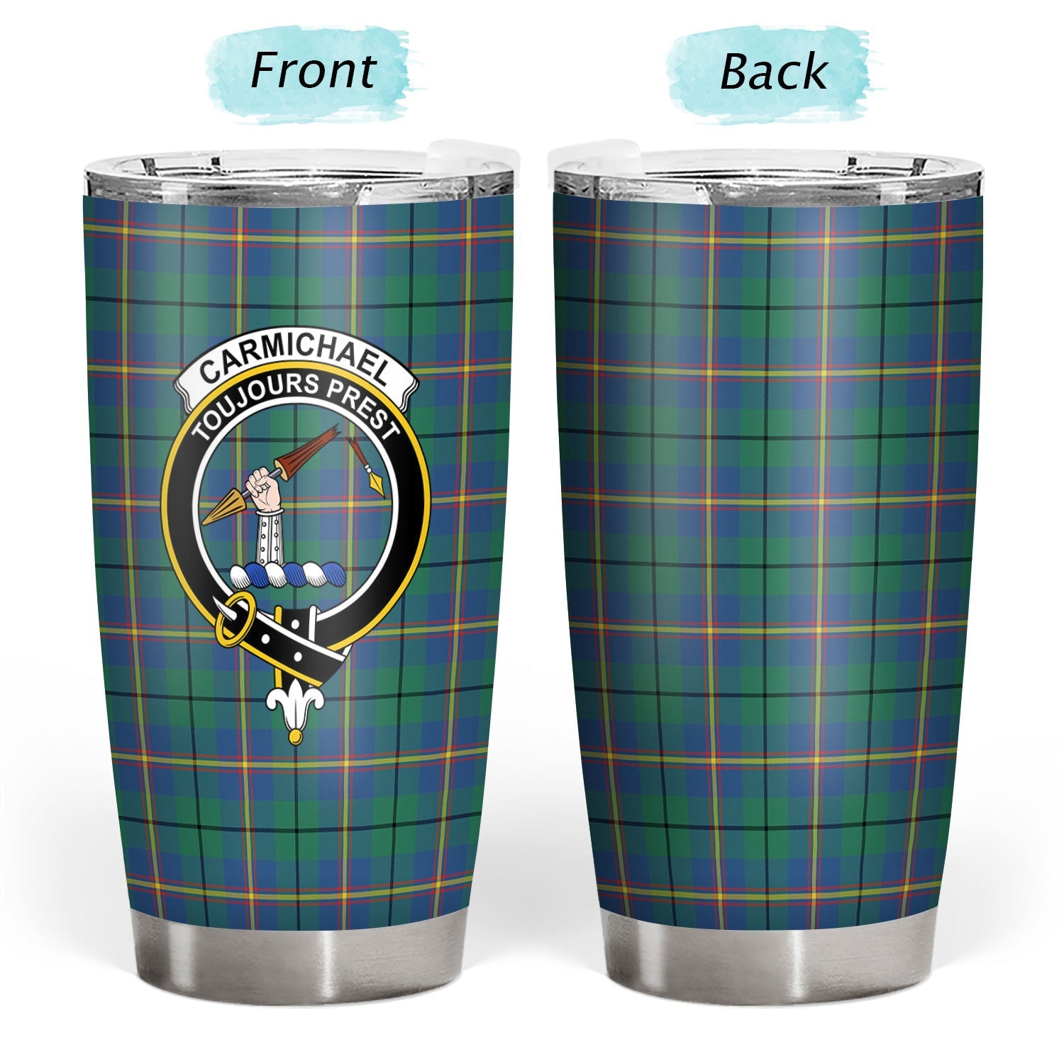 Clan Carmichael Ancient Tartan Crest Tumbler XL85 Clan Carmichael Tartan Today   