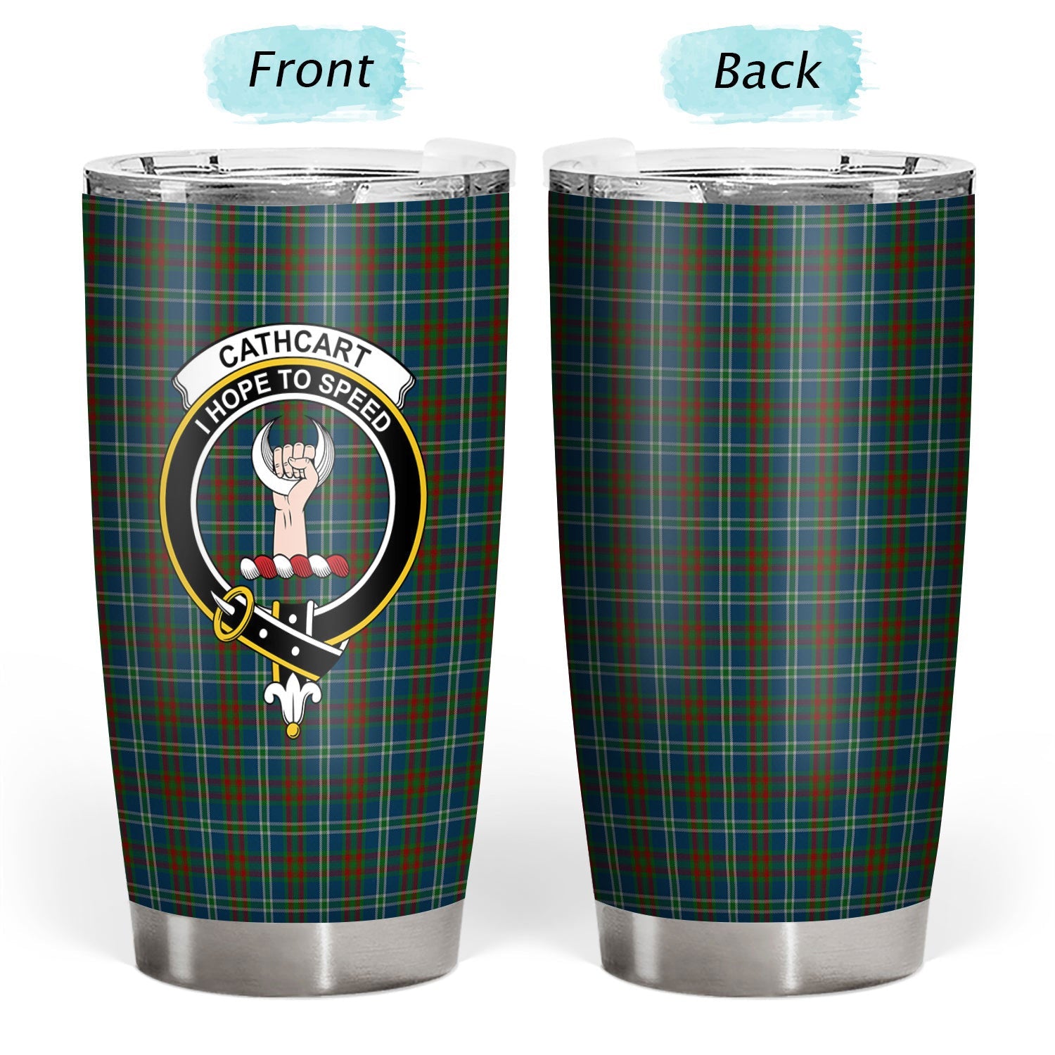 Clan Cathcart Tartan Crest Tumbler UP85 Clan Cathcart Tartan Today   