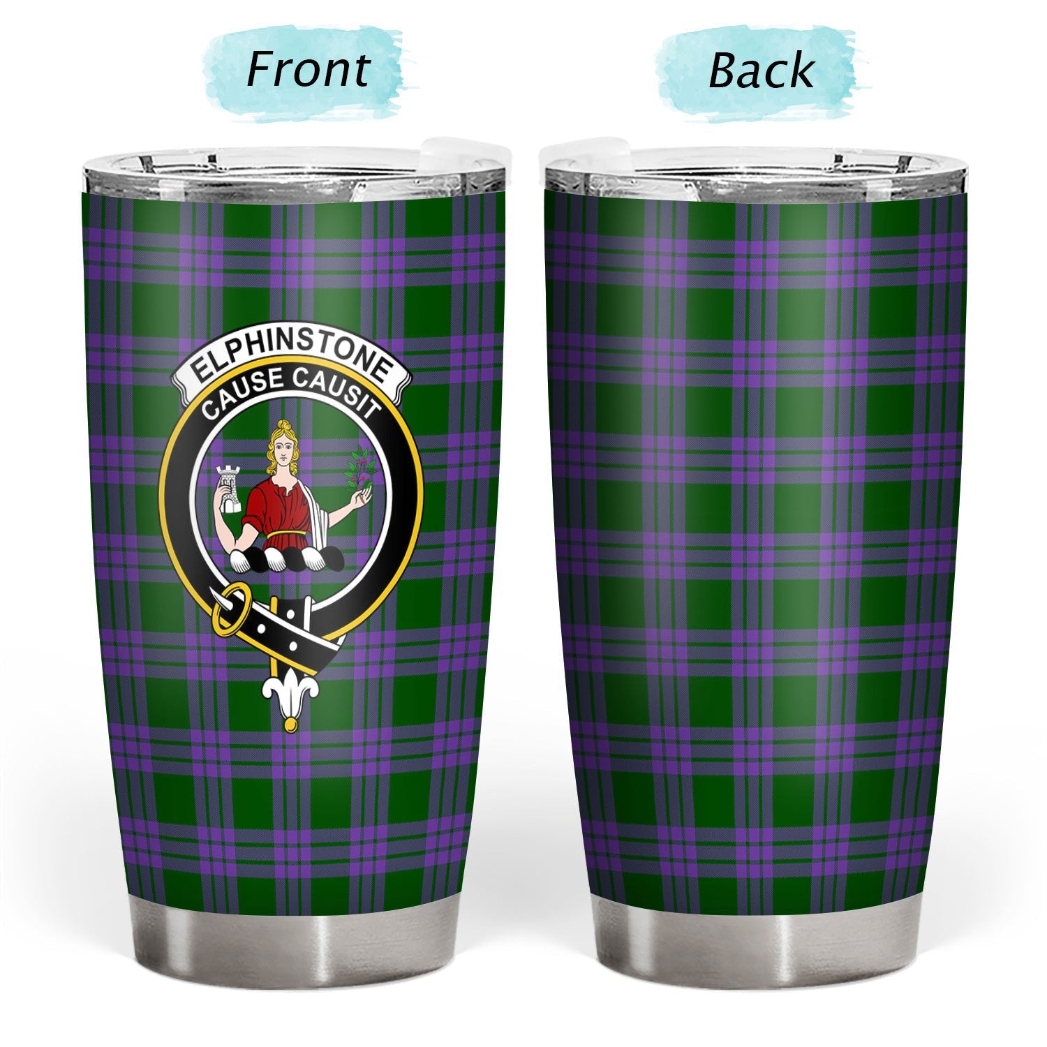 Clan Elphinstone Tartan Crest Tumbler SN19 Clan Elphinstone Tartan Today   