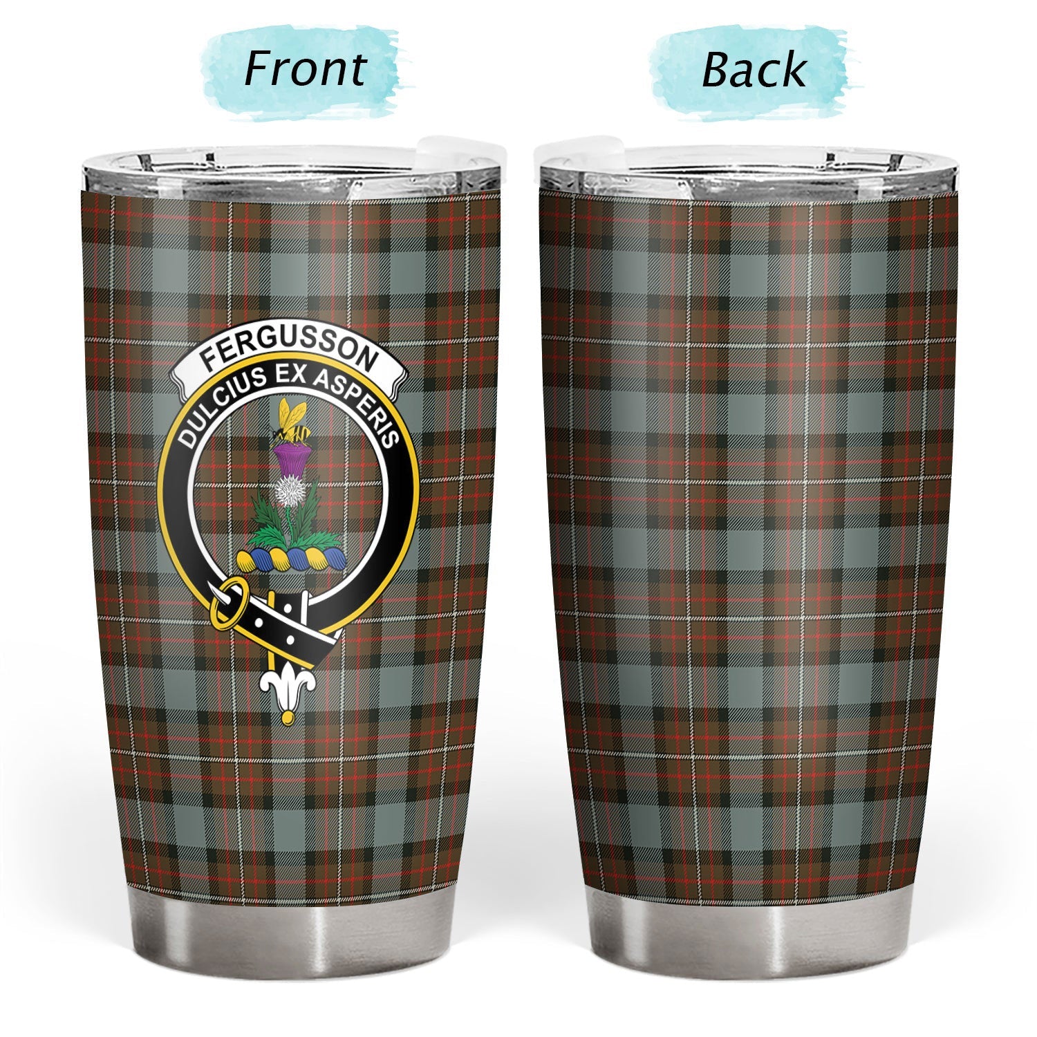 Clan Fergusson Weathered Tartan Crest Tumbler MF80 Clan Fergusson Tartan Today   