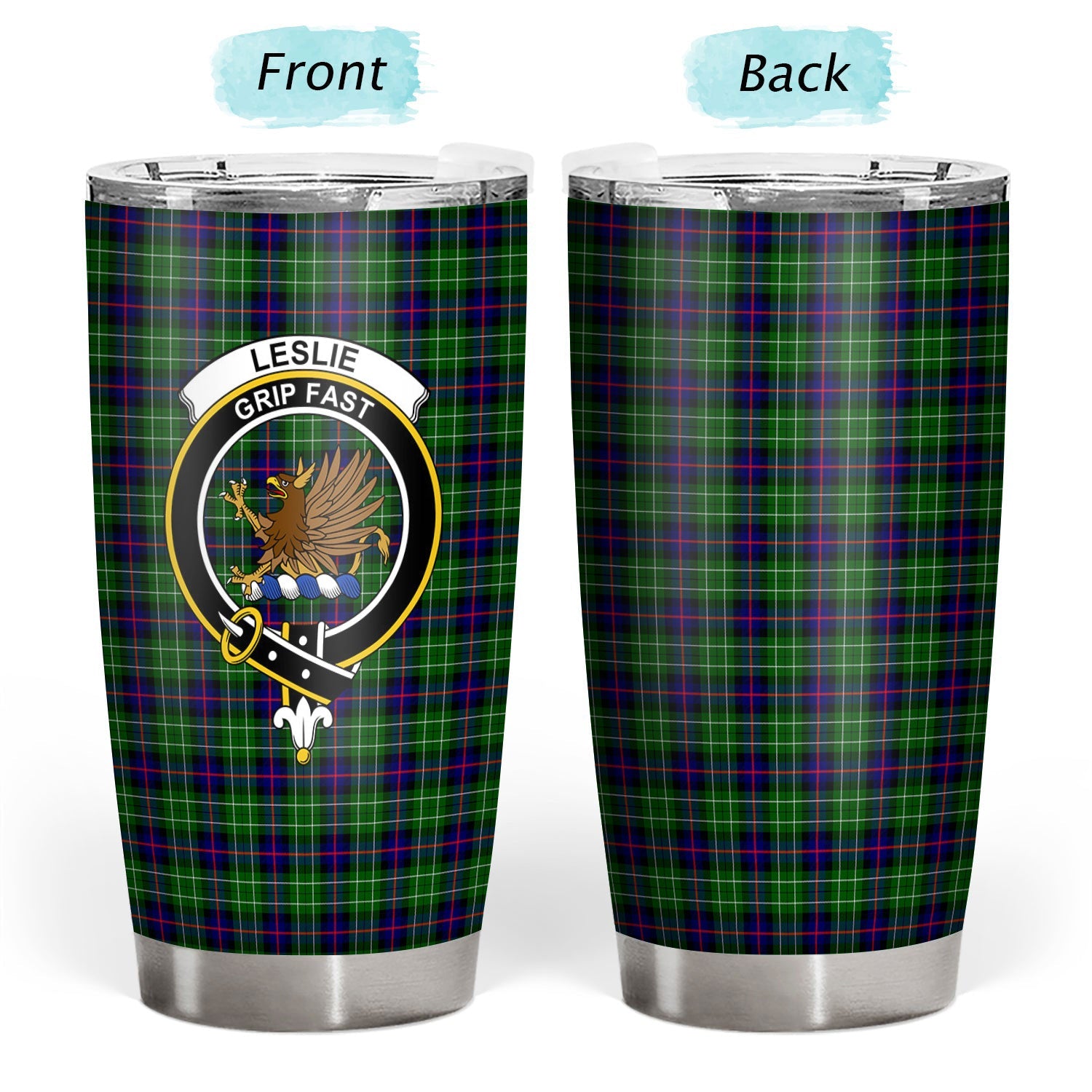 Clan Leslie Hunting Tartan Crest Tumbler EB44 Clan Leslie Tartan Today   