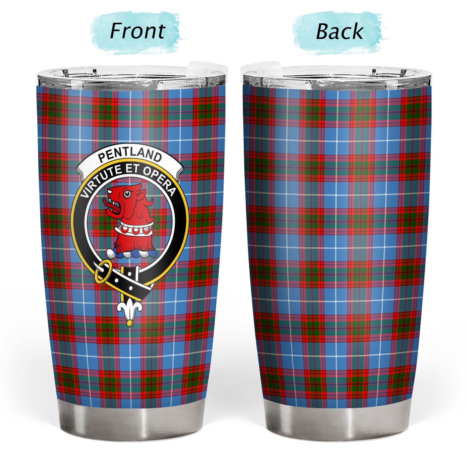 Clan Pentland Tartan Crest Tumbler CY16 Clan Pentland Tartan Today   