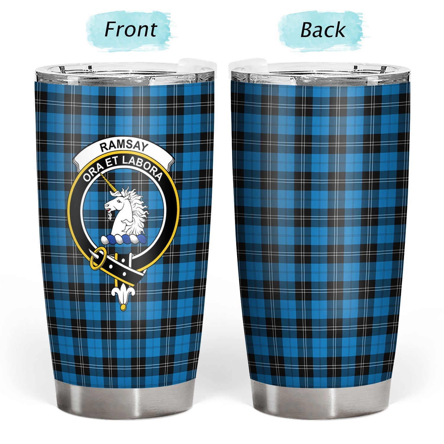 Clan Ramsay Blue Ancient Tartan Crest Tumbler ES85 Clan Ramsay Tartan Today   