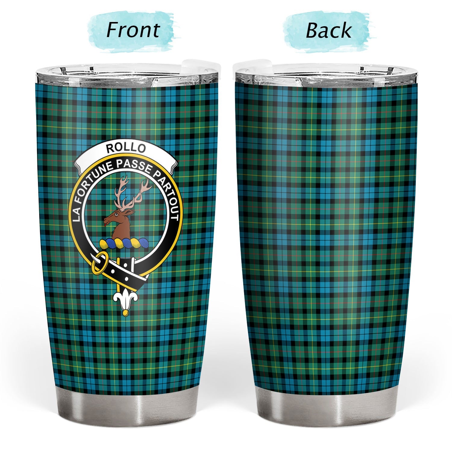 Clan Rollo Ancient Tartan Crest Tumbler TH68 Clan Rollo Tartan Today   