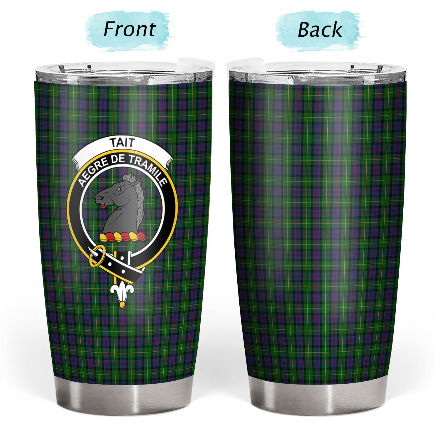 Clan Tait Tartan Crest Tumbler KG92 Clan Tait Tartan Today   