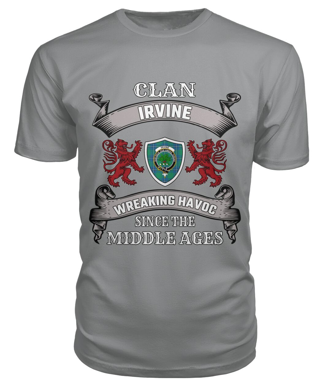 Clan Irvine Family Tartan 2D T-shirt EF55 Irvine Tartan Clan Tartan T-Shirt Storm Grey S Irvine Tartan Clan