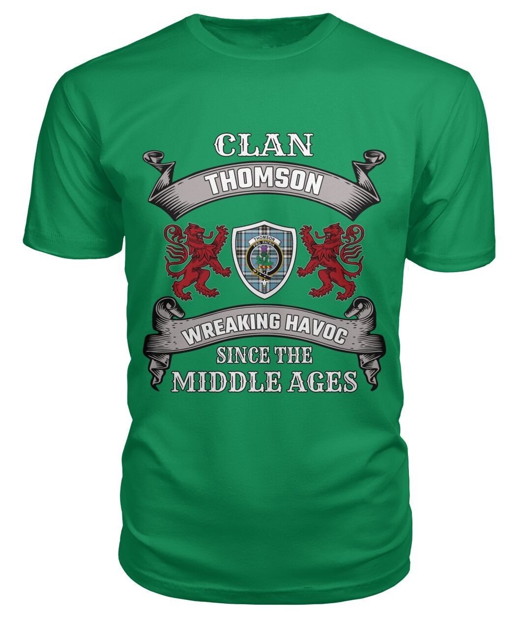 Clan Thomson Family Tartan 2D T-ShirtQZ77 Thomson Tartan 2D T-Shirt Tartan T-Shirt Green Apple S Thomson Tartan 2D T-Shirt