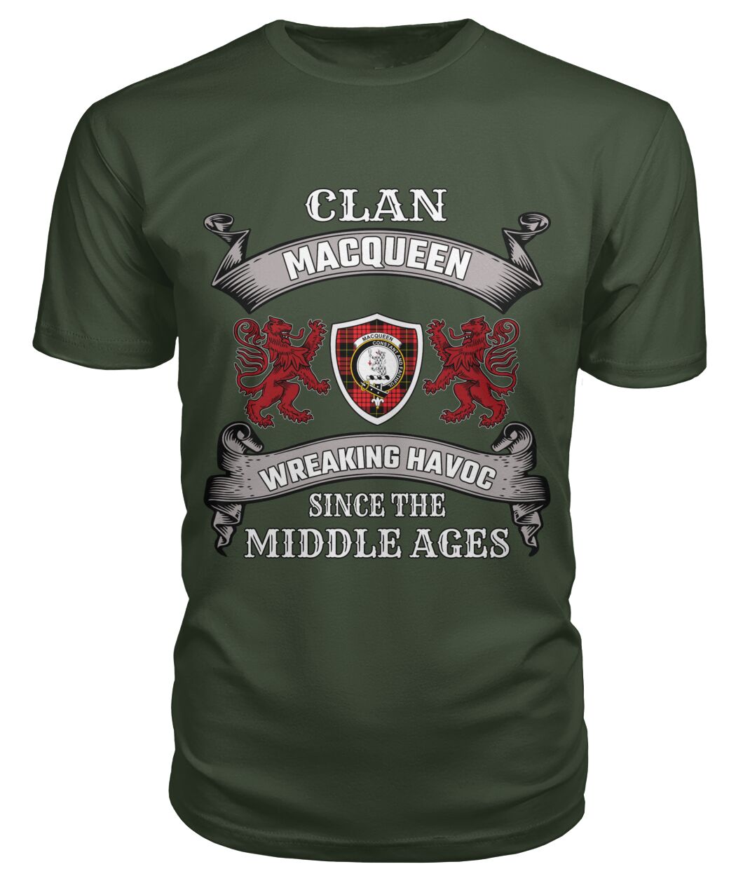 Clan MacQueen Family Tartan 2D T-shirt RW53 MacQueen Tartan Clan Tartan T-Shirt City Green S MacQueen Tartan Clan