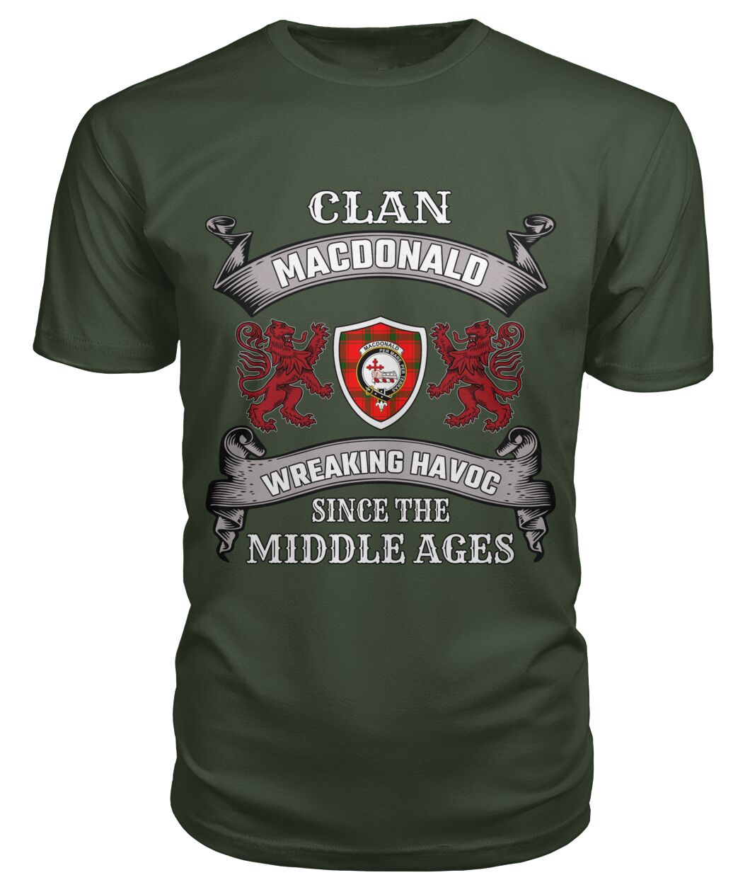 Clan MacDonald Of Sleat Family Tartan 2D T-shirt MI68 MacDonald Of Sleat Tartan Clan Tartan T-Shirt City Green S MacDonald Of Sleat Tartan Clan