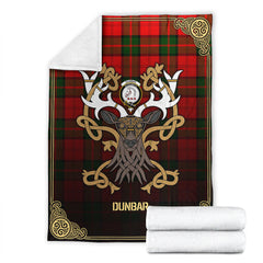 Clan Dunbar Modern Tartan Crest Premium Blanket Celtic Stag Style JD75 Clan Dunbar Tartan Today   