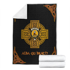 Haliburton Clan Crest Premium Blanket Black  Celtic Cross Style RF77 Clan Ross Tartan Today   