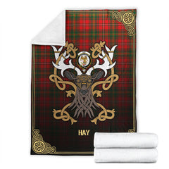 Clan Hay Modern Tartan Crest Premium Blanket Celtic Stag Style JB82 Clan Hay Tartan Today   