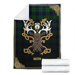 Clan Keith Modern Tartan Crest Premium Blanket Celtic Stag Style RQ38 Clan Keith Tartan Today   