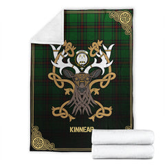 Clan Kinnear Tartan Crest Premium Blanket Celtic Stag Style WU59 Clan Kinnear Tartan Today   