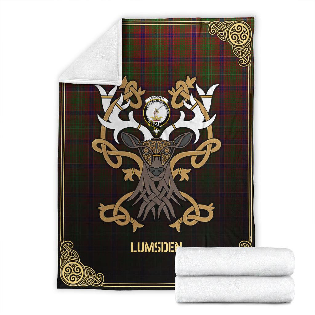 Clan Lumsden Tartan Crest Premium Blanket Celtic Stag Style SD76 Clan Lumsden Tartan Today   