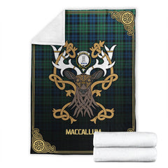 Clan MacCallum Ancient Tartan Crest Premium Blanket Celtic Stag Style OB28 Clan MacCallum Tartan Today   