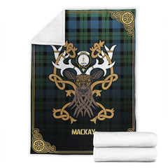 Clan MacKay Ancient Tartan Crest Premium Blanket Celtic Stag Style DA84 Clan MacKay Tartan Today   