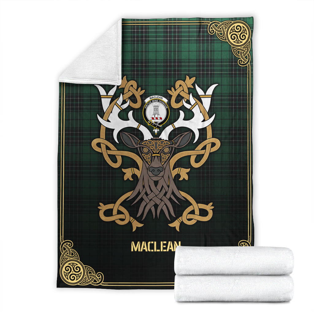 Clan MacLean Hunting Ancient Tartan Crest Premium Blanket Celtic Stag Style CU94 Clan Hall Tartan Today   