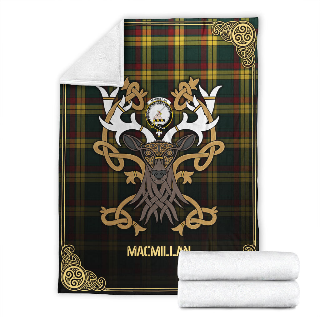 Clan MacMillan Old Modern Tartan Crest Premium Blanket Celtic Stag Style UQ25 Clan MacMillan Tartan Today   