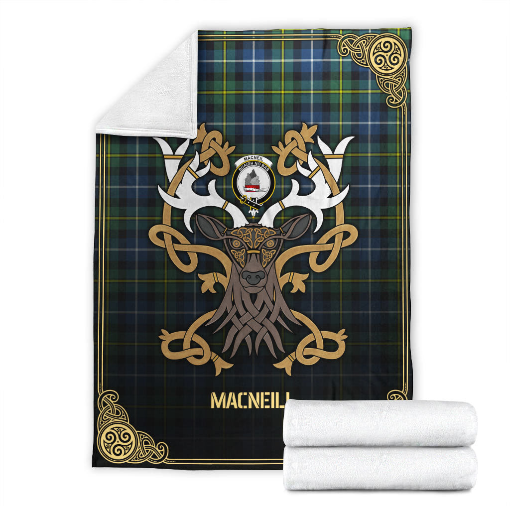 Clan MacNeill of Barra Ancient Tartan Crest Premium Blanket Celtic Stag Style KU43 Clan MacNeil / MacNeill Tartan Today   