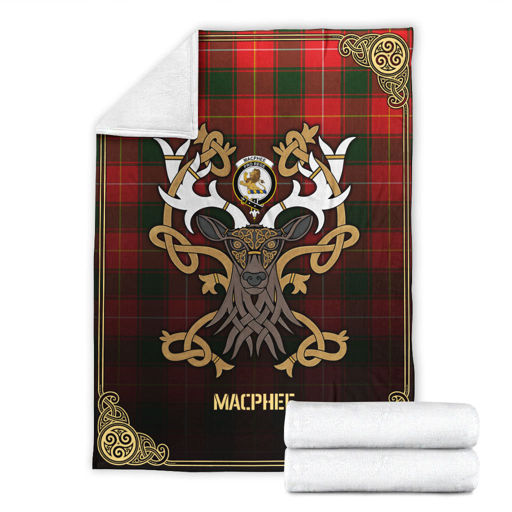 Clan MacPhee Modern Tartan Crest Premium Blanket Celtic Stag Style UL85 Clan MacPhee_MacFie Tartan Today   