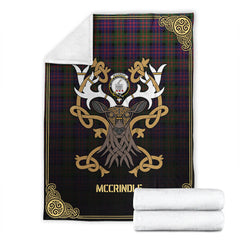 Clan McCrindle Tartan Crest Premium Blanket Celtic Stag Style SV79 Clan Hall Tartan Today   