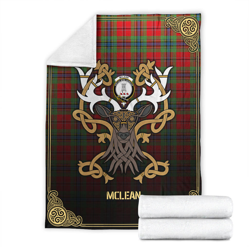Clan McLean of Duart Modern Tartan Crest Premium Blanket Celtic Stag Style ZM88 Clan Hall Tartan Today   
