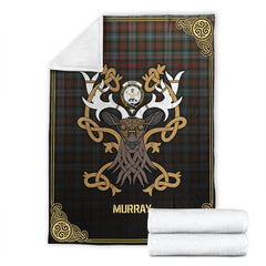 Clan Murray of Atholl Weathered Tartan Crest Premium Blanket Celtic Stag Style CA35 Clan Murray Tartan Today   