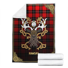 Clan Ramsay Modern Tartan Crest Premium Blanket Celtic Stag Style RO92 Clan Ramsay Tartan Today   