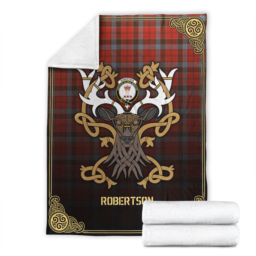 Clan Robertson Weathered Tartan Crest Premium Blanket Celtic Stag Style JB99 Clan Robertson Tartan Today   