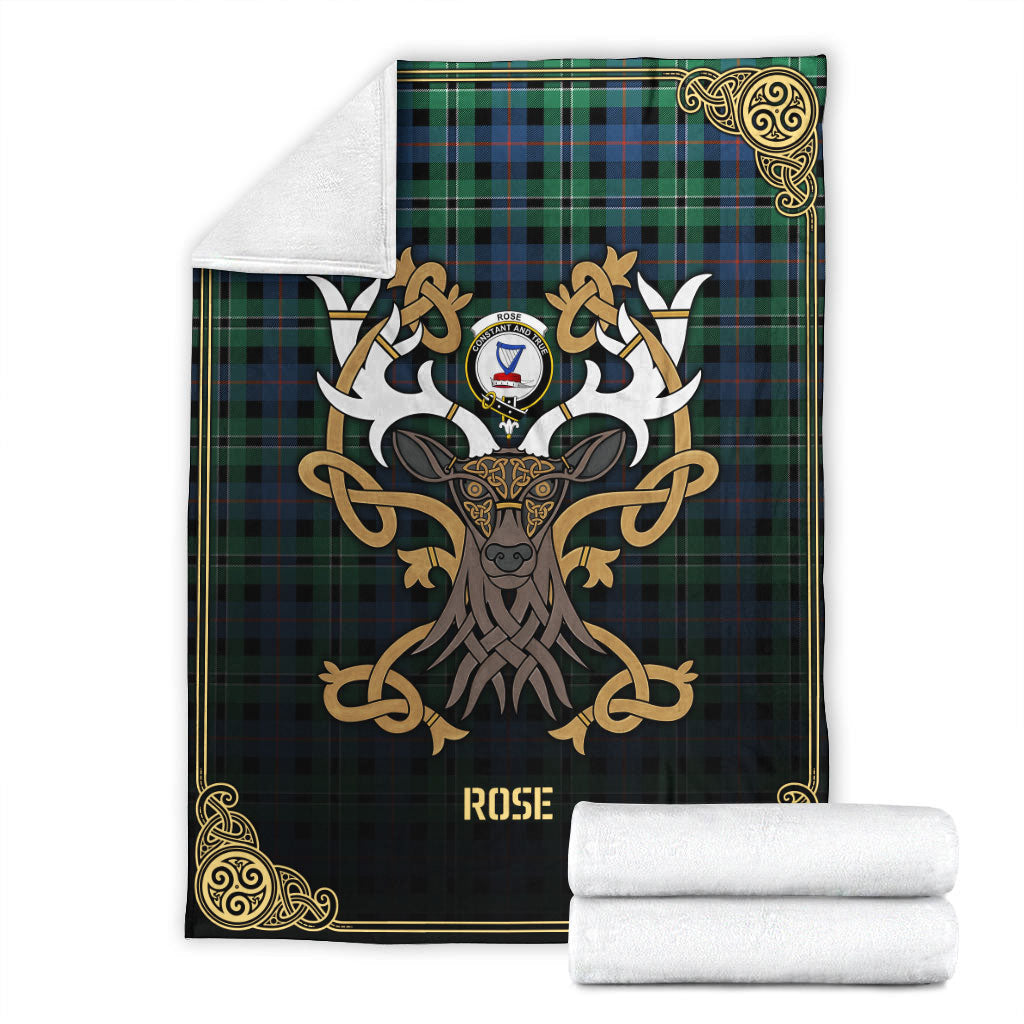 Clan Rose Hunting Ancient Tartan Crest Premium Blanket Celtic Stag Style HW90 Clan Rose Tartan Today   