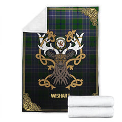 Clan Wishart Hunting Tartan Crest Premium Blanket Celtic Stag Style SD43 Clan Wishart Tartan Today   