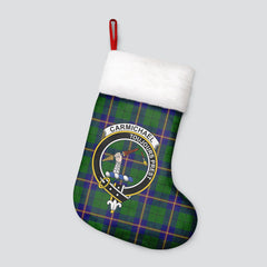 Clan Carmichael Modern Tartan Crest Christmas Stocking OU90 Carmichael Modern Tartan Tartan Stocking   