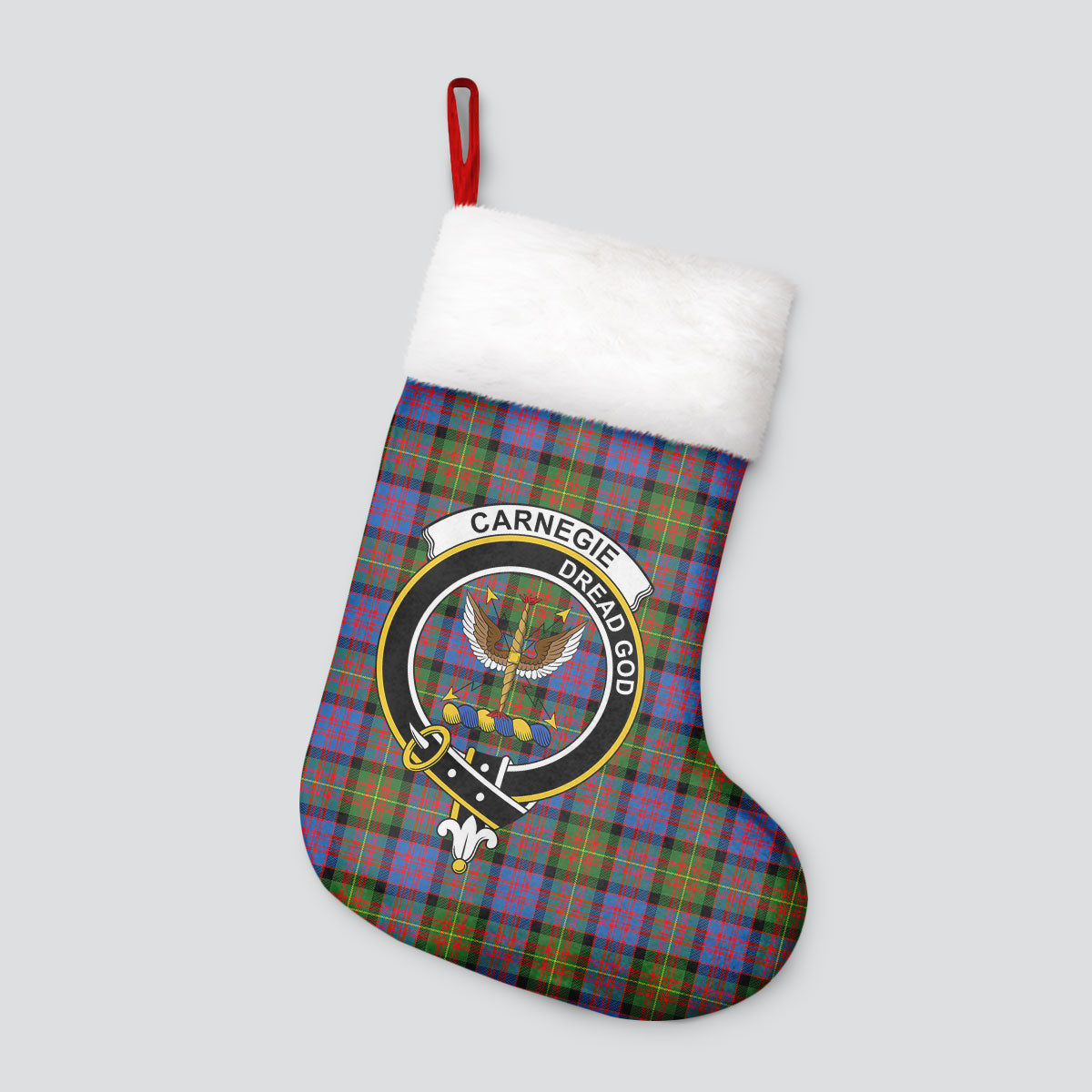 Clan Carnegie Ancient Tartan Crest Christmas Stocking ZZ82 Carnegie Ancient Tartan Tartan Stocking   