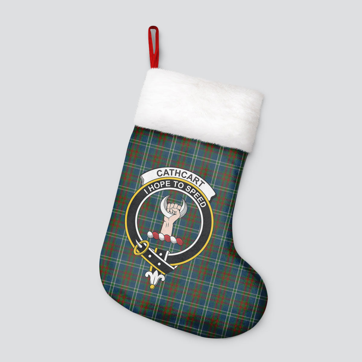 Clan Cathcart Tartan Crest Christmas Stocking AE67 Cathcart Tartan Tartan Stocking   