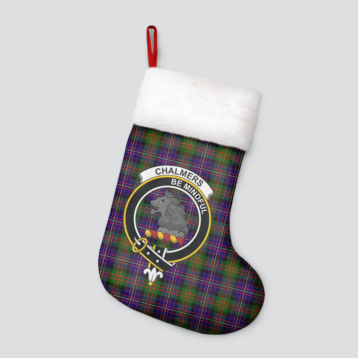 Clan Chalmers Tartan Crest Christmas Stocking ZU90 Chalmers Tartan Tartan Stocking   