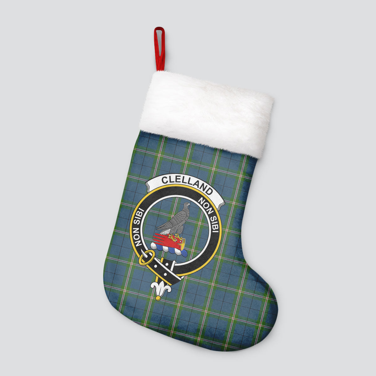 Clan Clelland Tartan Crest Christmas Stocking WA63 Clelland Tartan Tartan Stocking   