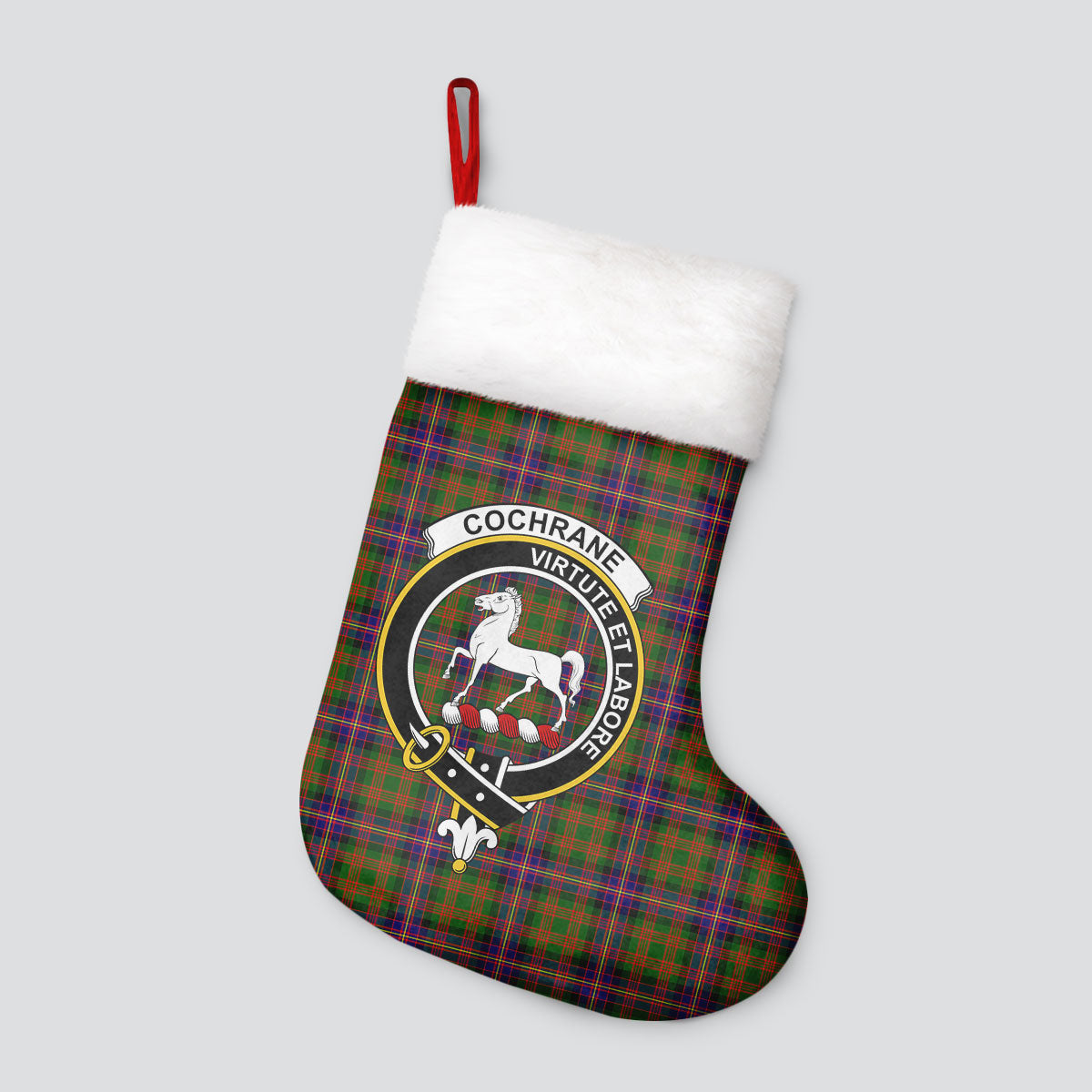 Clan Cochrane Modern Tartan Crest Christmas Stocking QO84 Cochrane Modern Tartan Tartan Stocking   