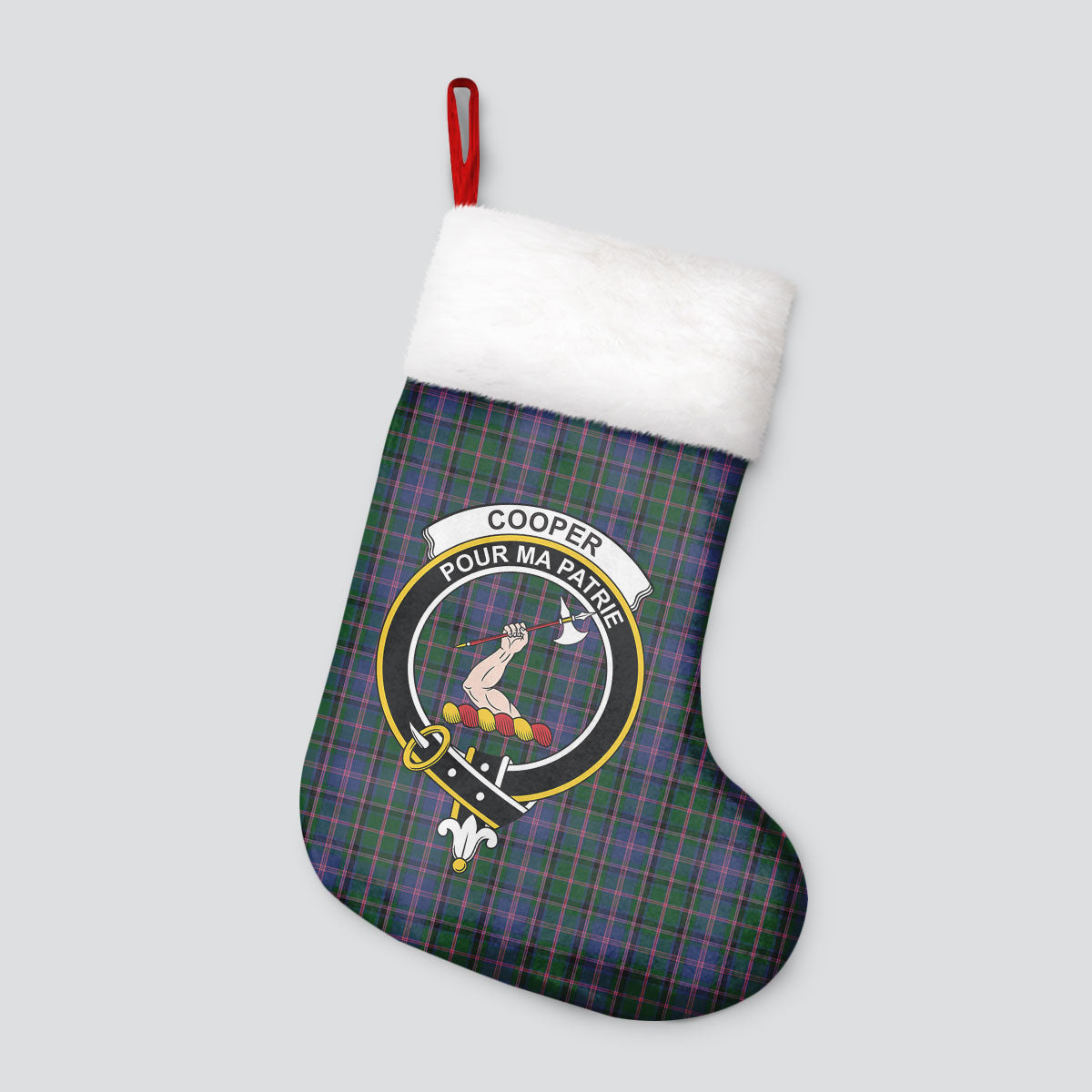 Clan Cooper Tartan Crest Christmas Stocking BU72 Cooper Tartan Tartan Stocking   