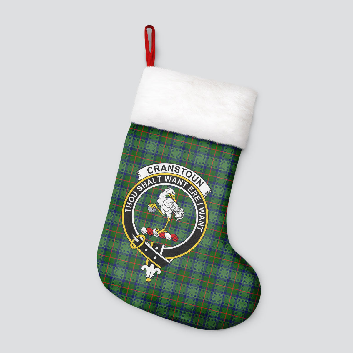 Clan Cranstoun Tartan Crest Christmas Stocking XE68 Cranstoun Tartan Tartan Stocking   