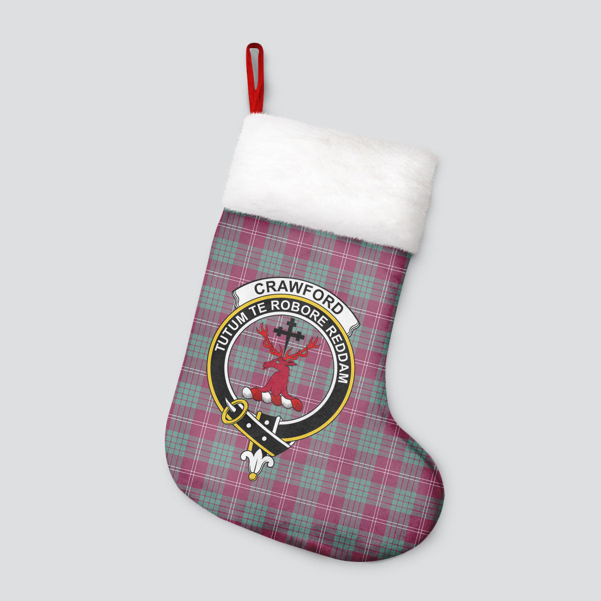 Clan Crawford Ancient Tartan Crest Christmas Stocking OH72 Crawford Ancient Tartan Tartan Stocking   