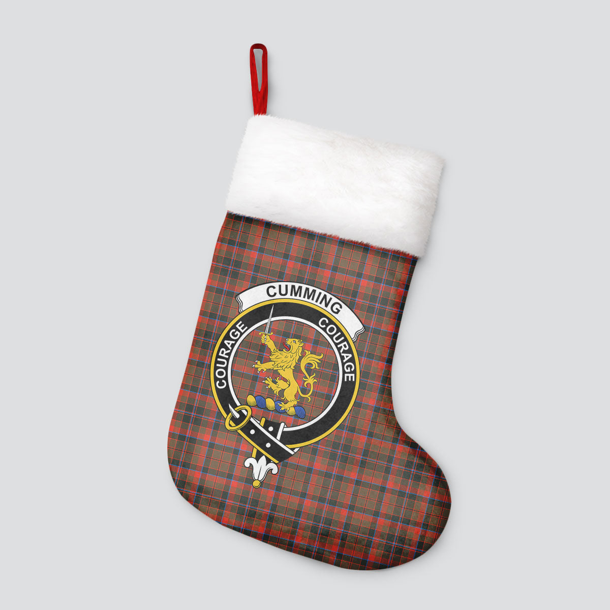 Clan Cumming Hunting Weathered Tartan Crest Christmas Stocking DS27 Cumming Hunting Weathered Tartan Tartan Stocking   