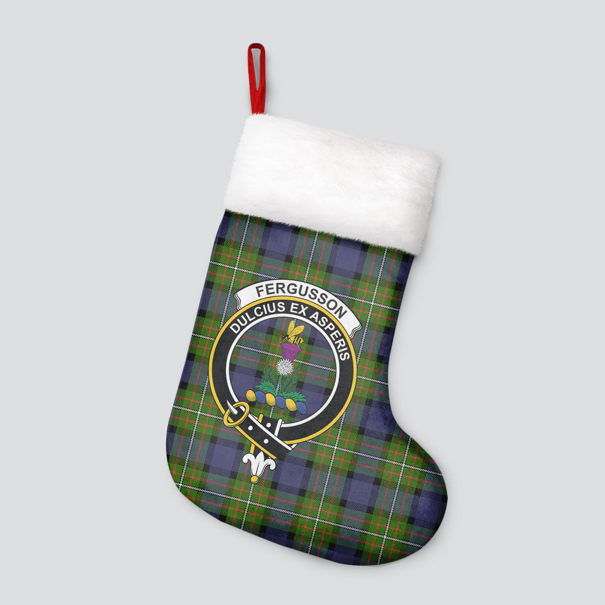 Clan Fergusson Modern Tartan Crest Christmas Stocking IF73 Fergusson Modern Tartan Tartan Stocking   