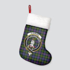 Clan Fleming Tartan Crest Christmas Stocking HF50 Fleming Tartan Tartan Stocking   