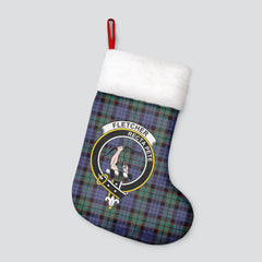 Clan Fletcher Modern Tartan Crest Christmas Stocking FL70 Fletcher Modern Tartan Tartan Stocking   