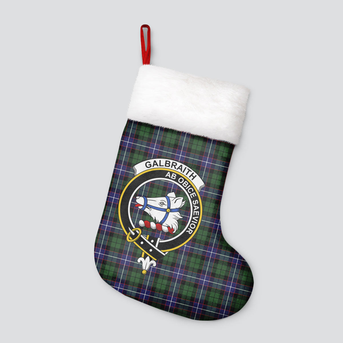 Clan Galbraith Modern Tartan Crest Christmas Stocking QR58 Galbraith Modern Tartan Tartan Stocking   