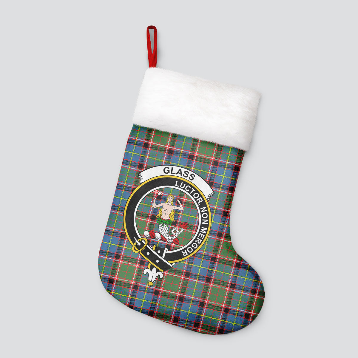 Clan Glass Tartan Crest Christmas Stocking LG67 Glass Tartan Tartan Stocking   