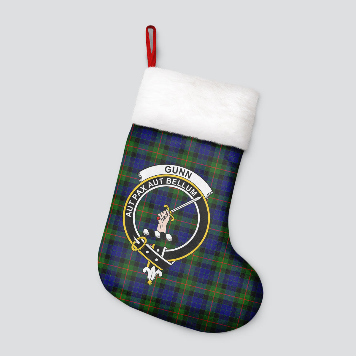 Clan Gunn Modern Tartan Crest Christmas Stocking OT83 Gunn Modern Tartan Tartan Stocking   