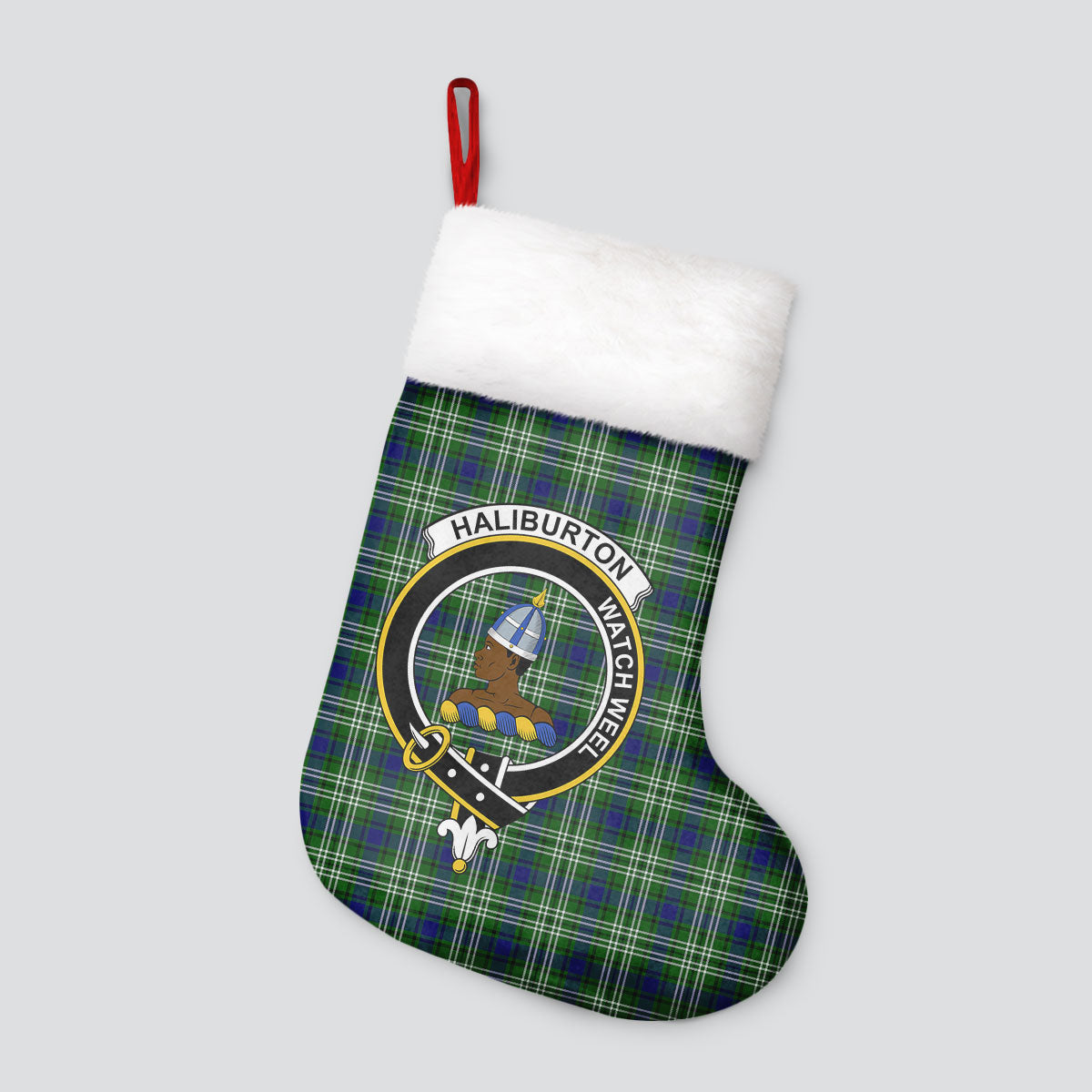 Clan Haliburton Tartan Crest Christmas Stocking HW65 Haliburton Tartan Tartan Stocking   