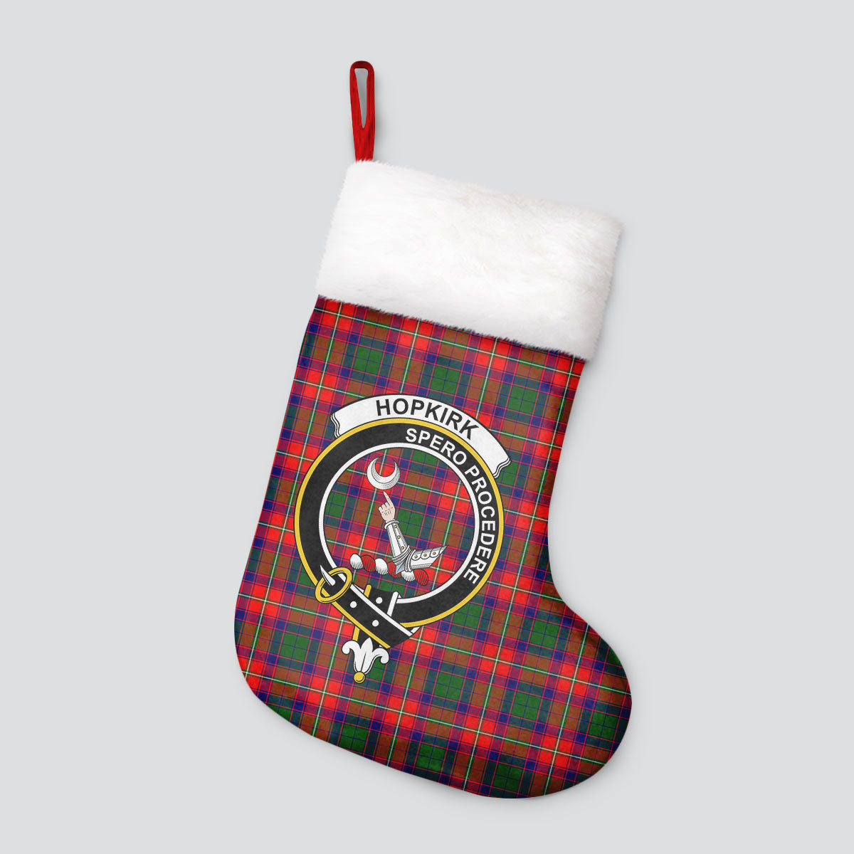 Clan Hopkirk Tartan Crest Christmas Stocking NG82 Hopkirk Tartan Tartan Stocking   